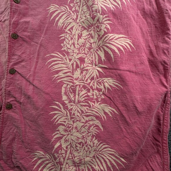 Tommy Bahama Silk Button Up Shirt Short Sleeve Hawaiian Adult Pink Floral 2XL - Picture 11 of 15